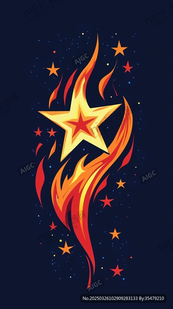 火焰星星插画设计元素