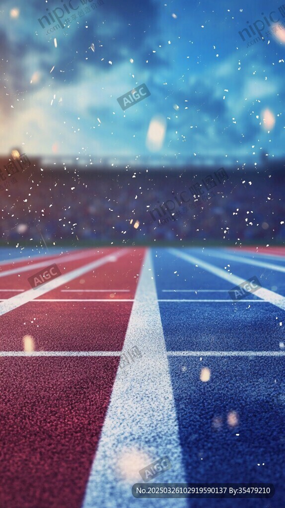 雪中天色下的多彩跑道