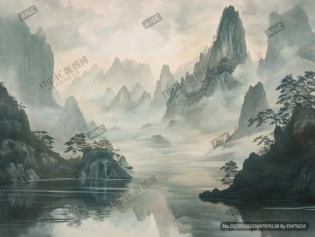 水墨山水间的诗意景致