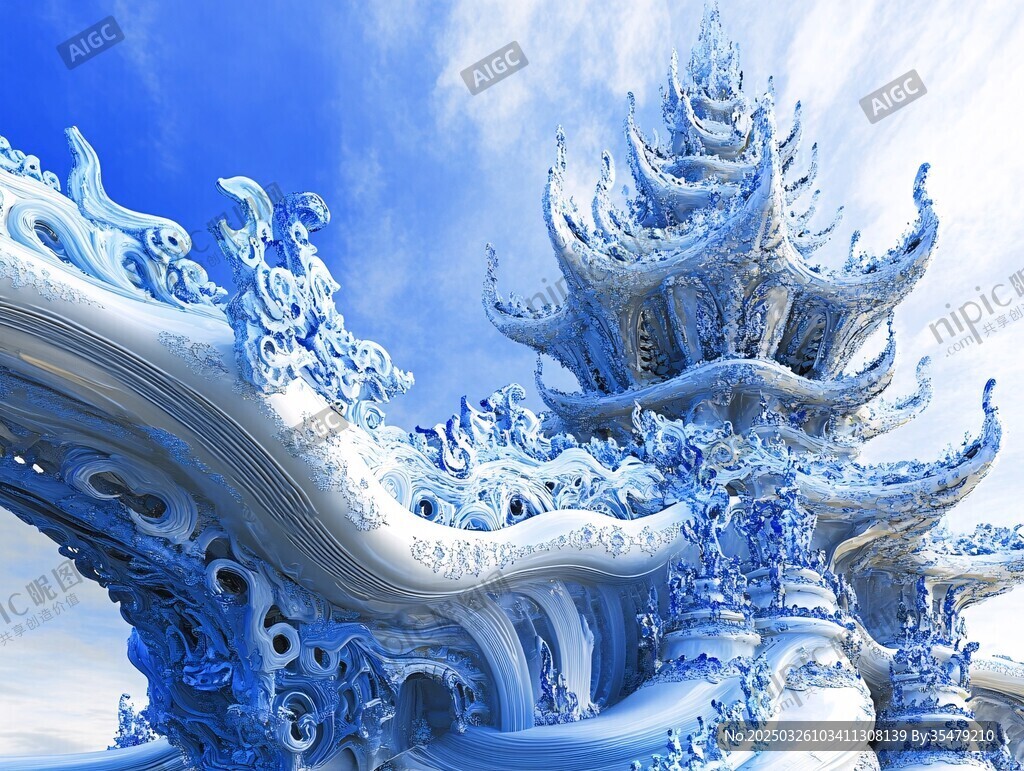 梦幻蓝白泰式奇幻庙宇