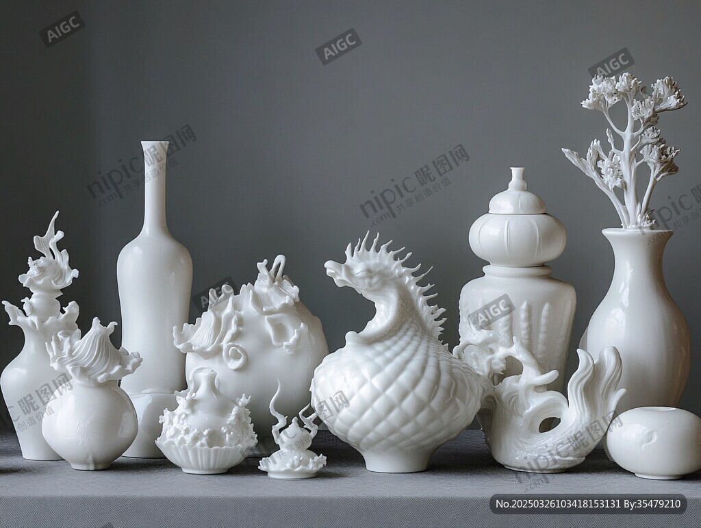 白色陶瓷摆件精美集合