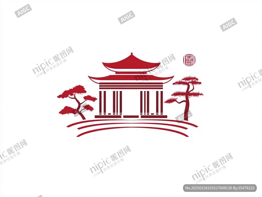 中式古典建筑风景图案
