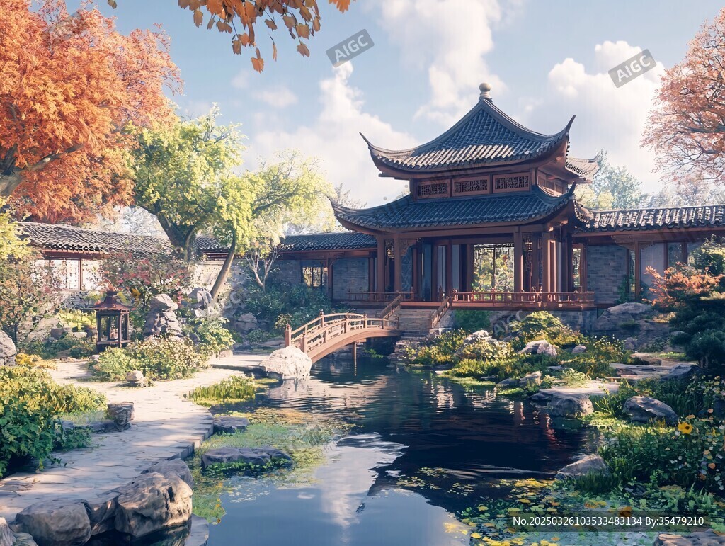 中式古典园林雅致景致