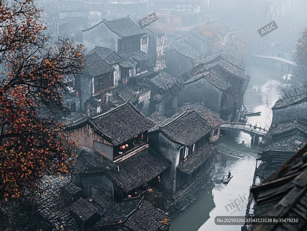 烟雨古村落 水乡朦胧美