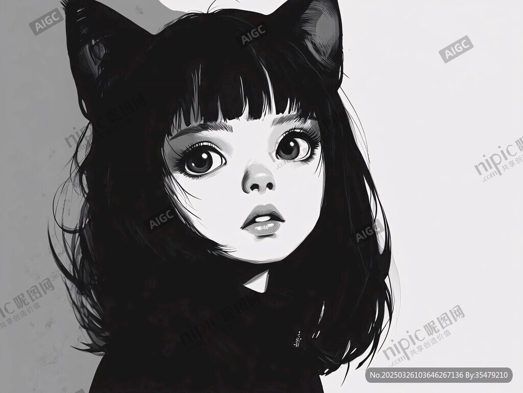 戴猫耳的萌系女孩