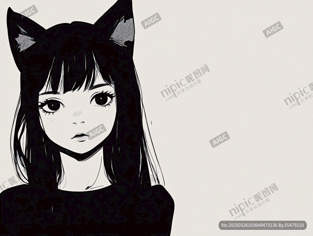 戴猫耳的黑裙少女