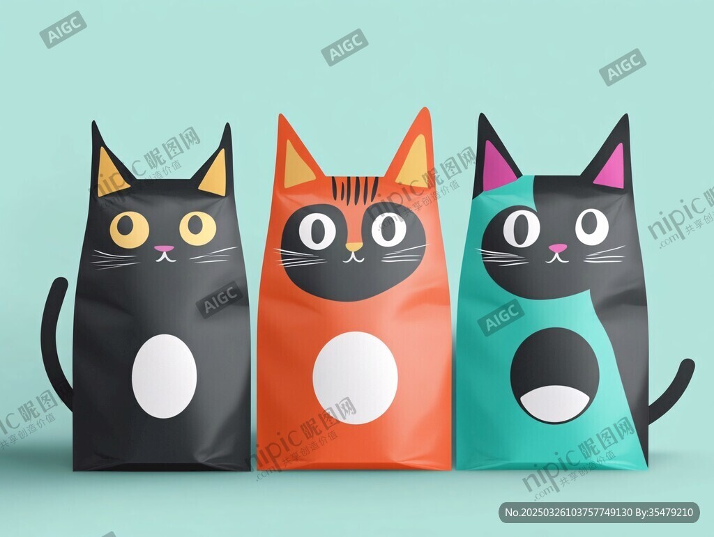 可爱猫咪造型纸质包装袋