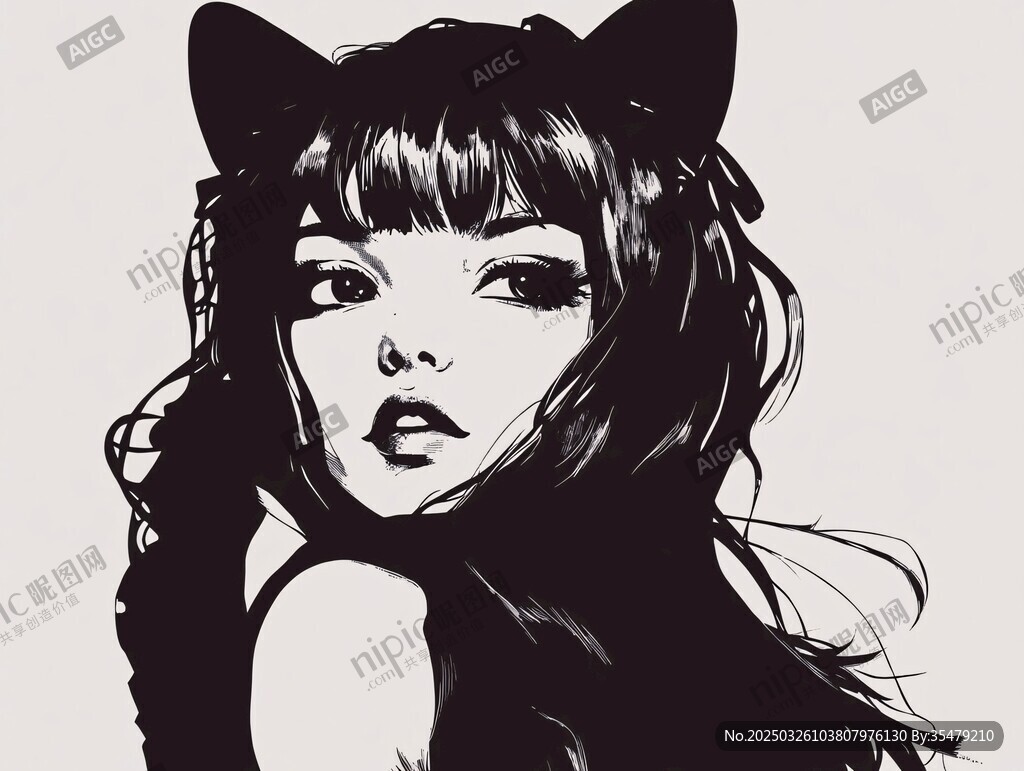 猫耳少女插画