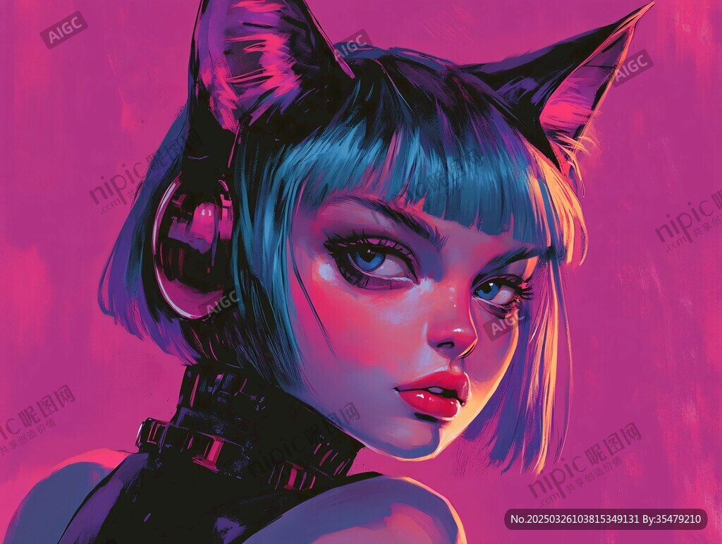 赛博朋克风猫耳少女