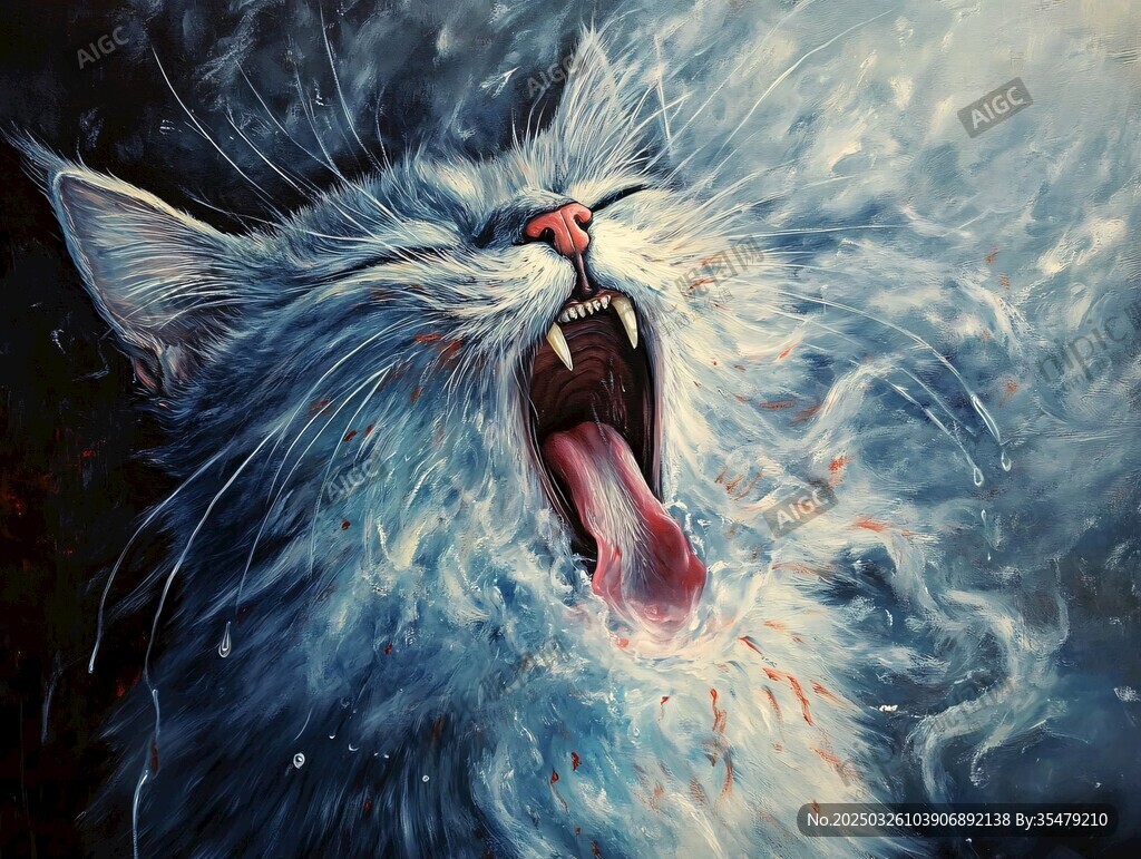咆哮的梦幻蓝猫