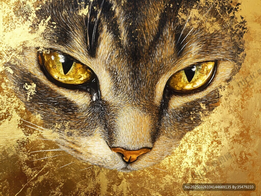 金底凝视的斑纹猫
