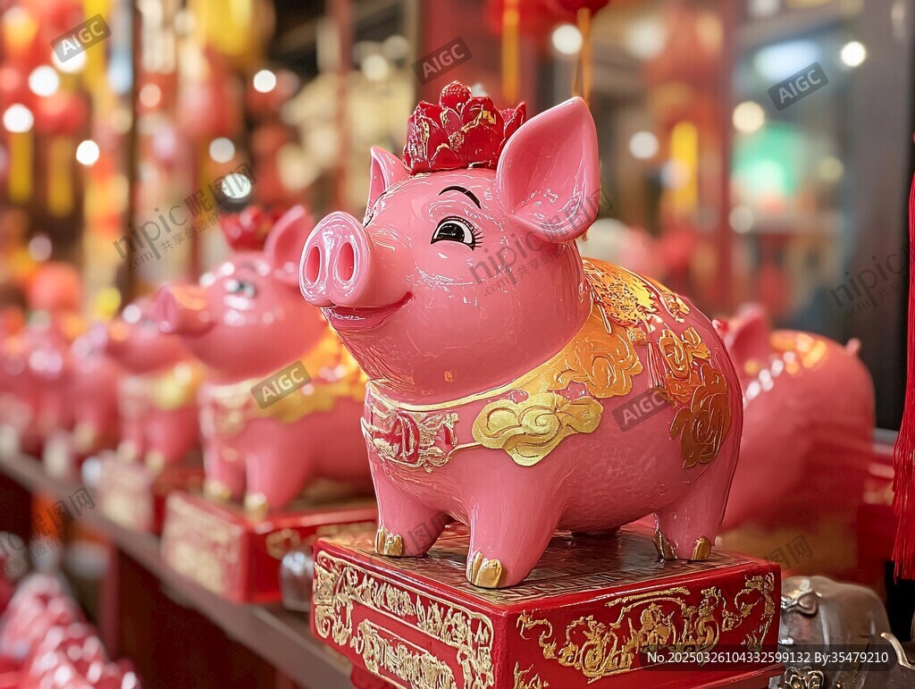 可爱招财小猪摆件