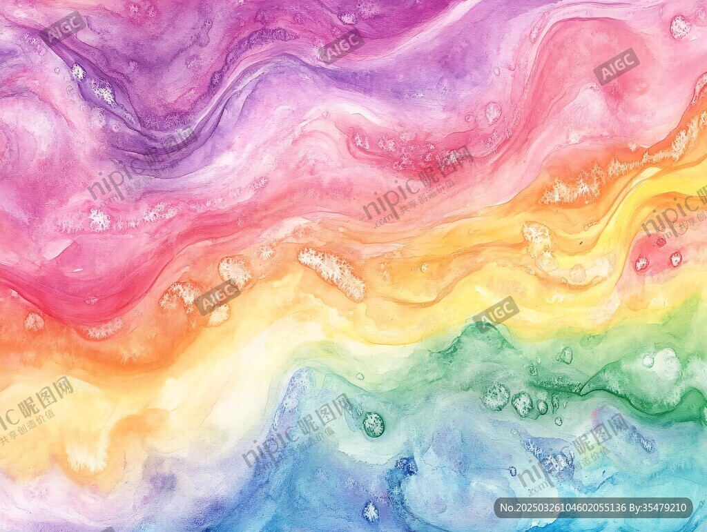 梦幻多彩流体水彩纹理图