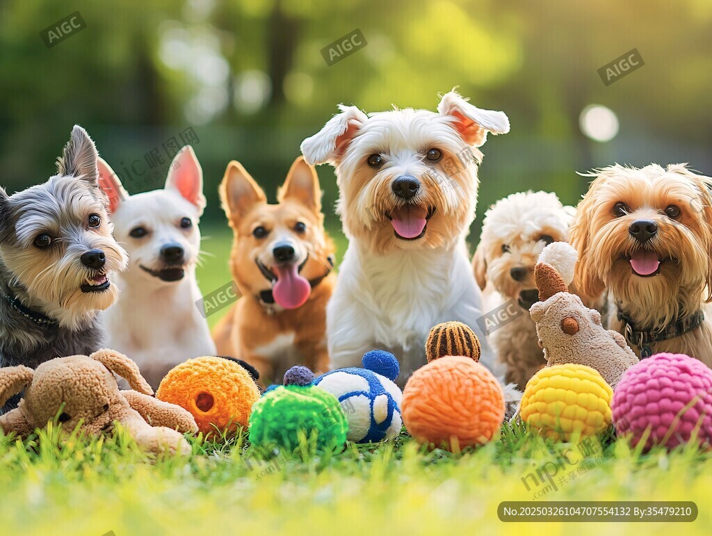 萌犬齐聚 畅享多彩玩具时光