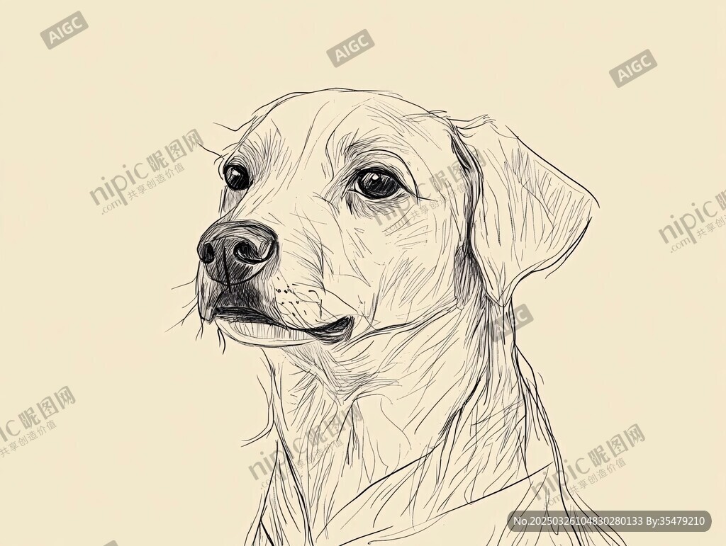 素描小狗头像
