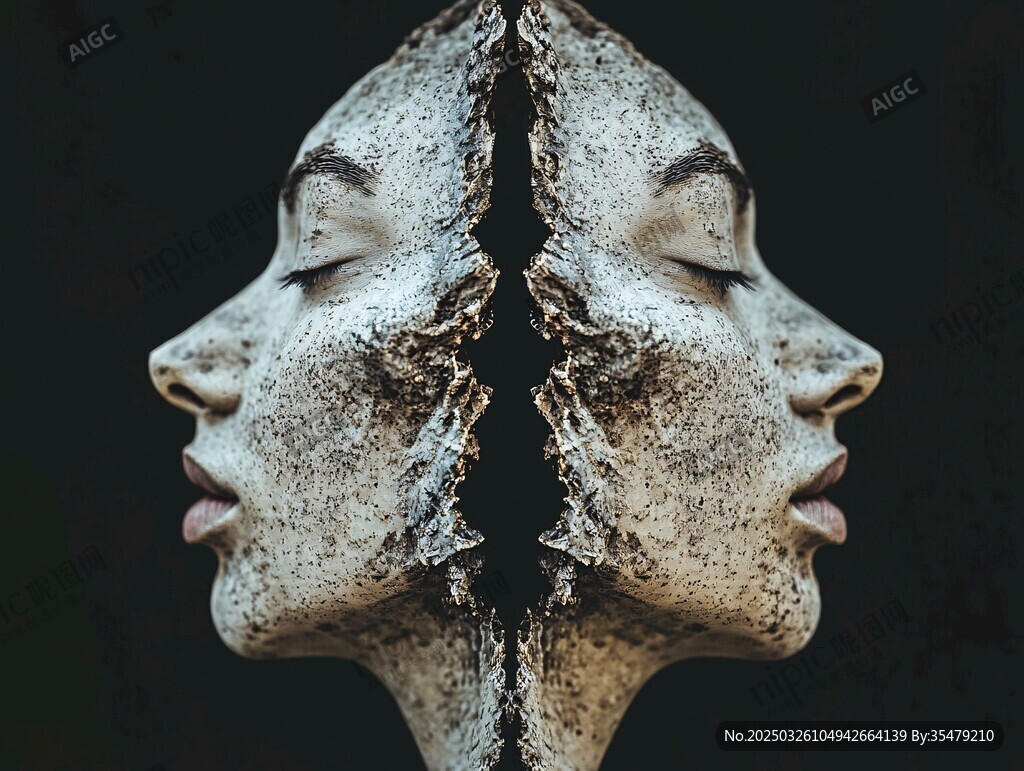 破碎双生人脸艺术形象