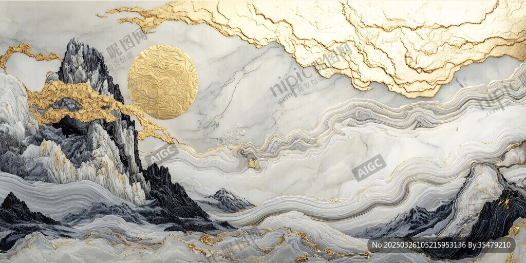 金白山水意境图