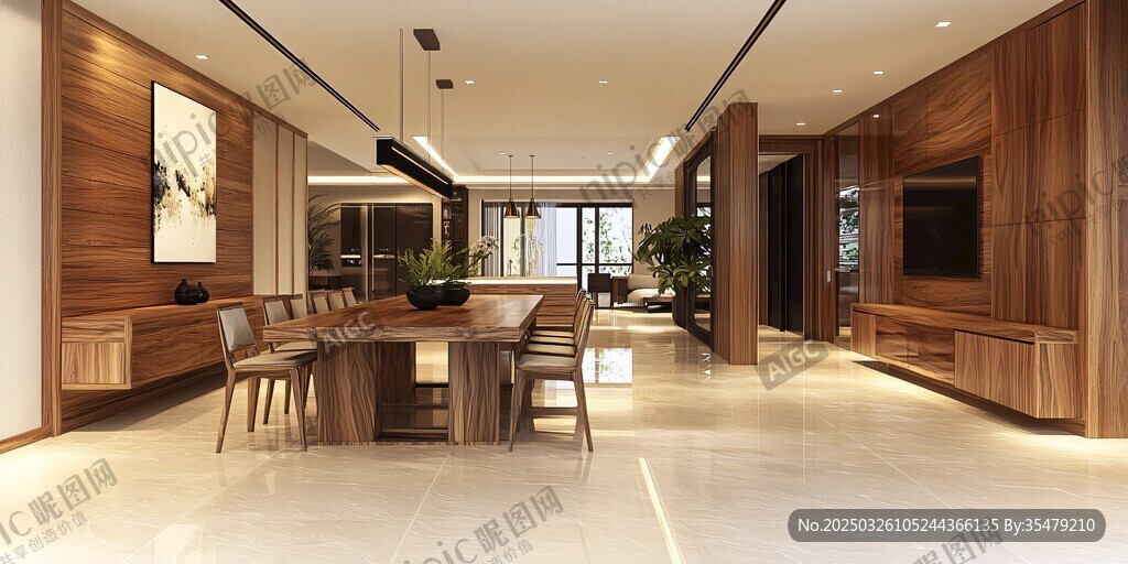 现代简约风木质客厅餐厅