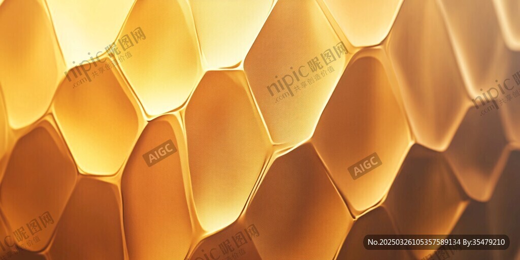 金色蜂窝状立体纹理背景