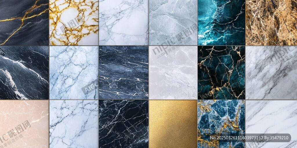多样大理石纹理瓷砖展示