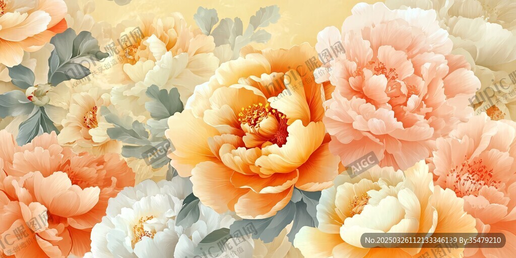 富贵牡丹花卉图案背景图