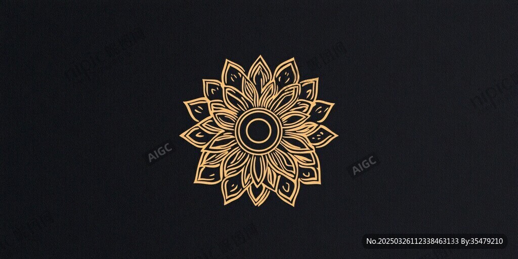 金色曼陀罗花纹图案设计