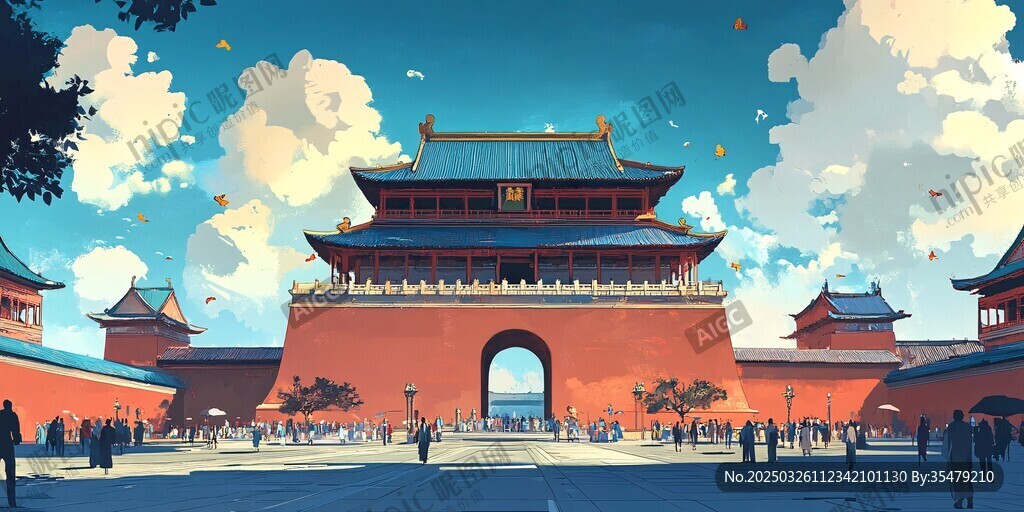 壮丽古代城楼景观