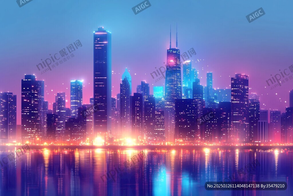 梦幻霓虹都市夜景