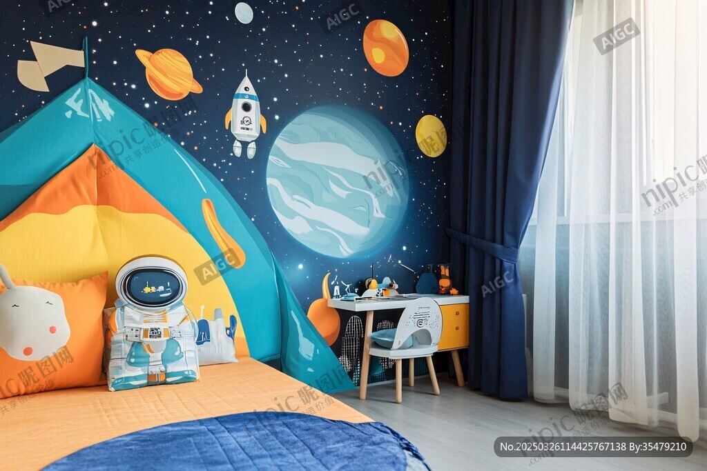 梦幻太空主题儿童卧室
