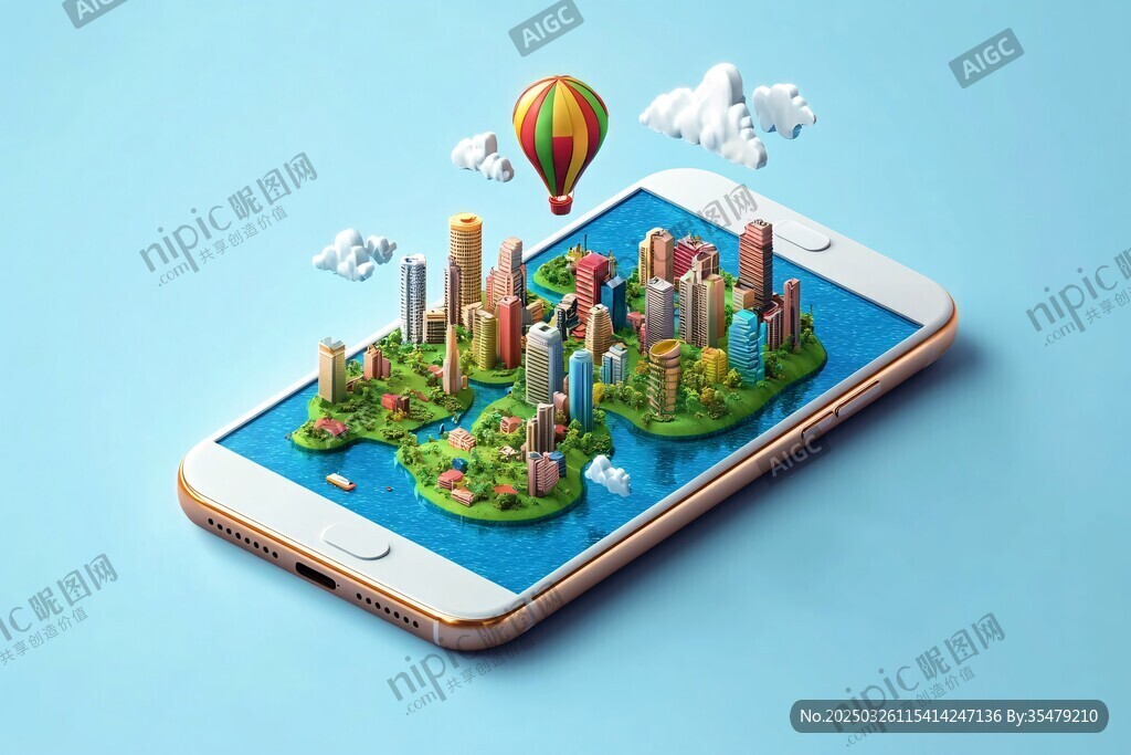 手机中的城市奇幻景观