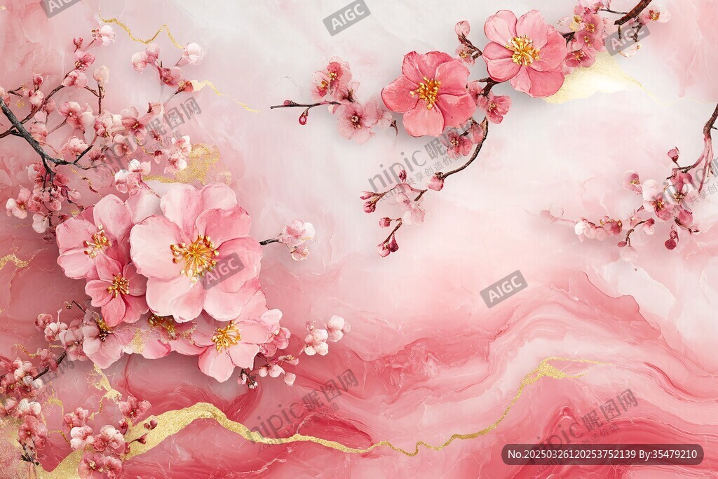 粉色烂漫桃花背景图
