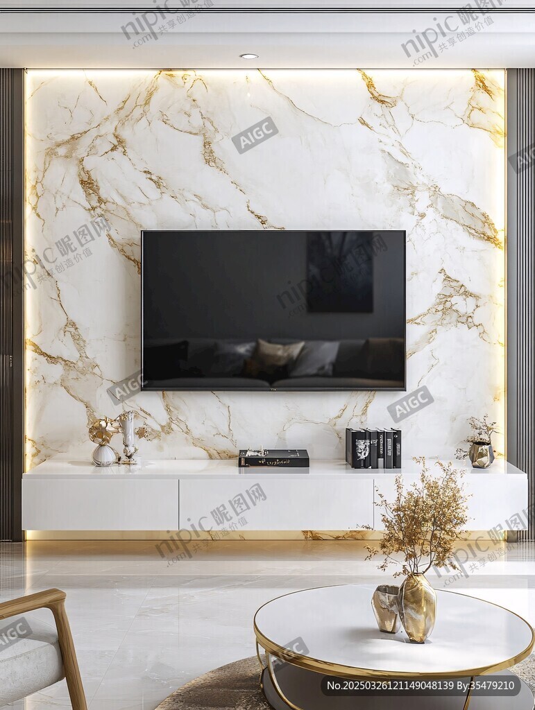 现代轻奢风客厅电视背景墙