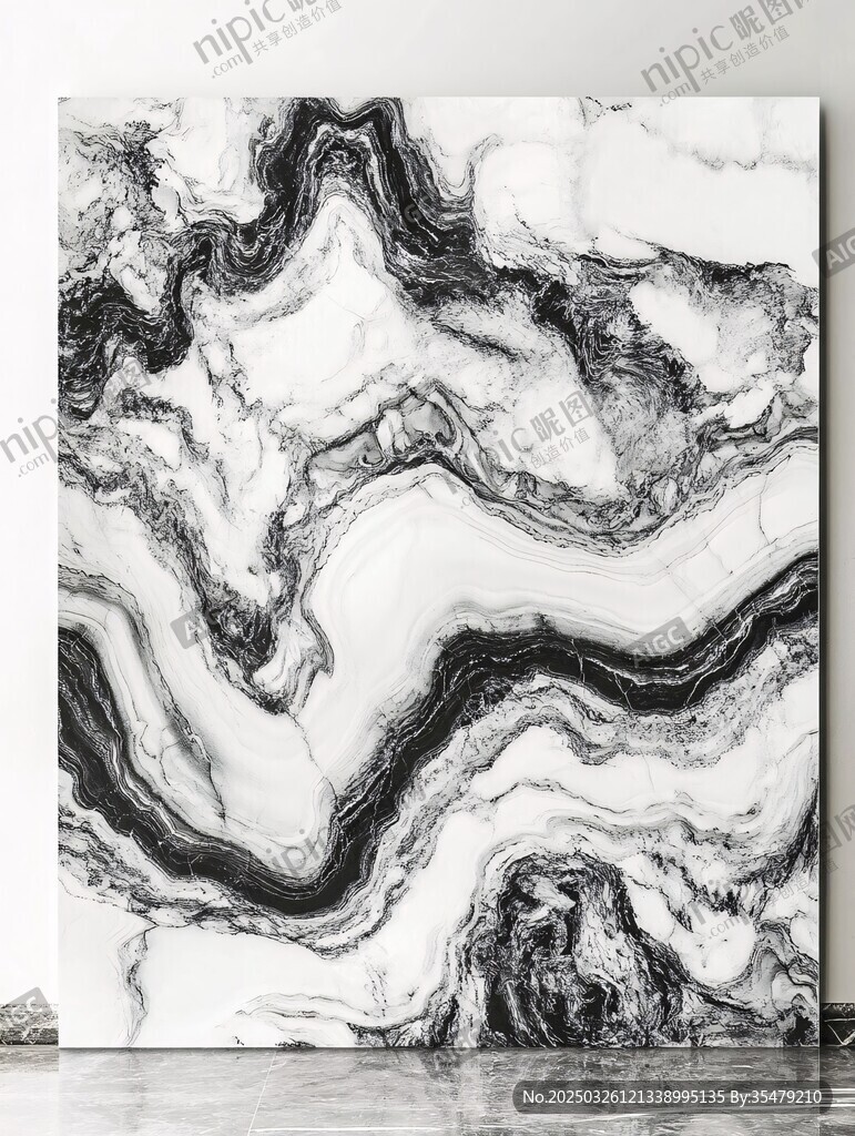 黑白大理石纹理艺术画