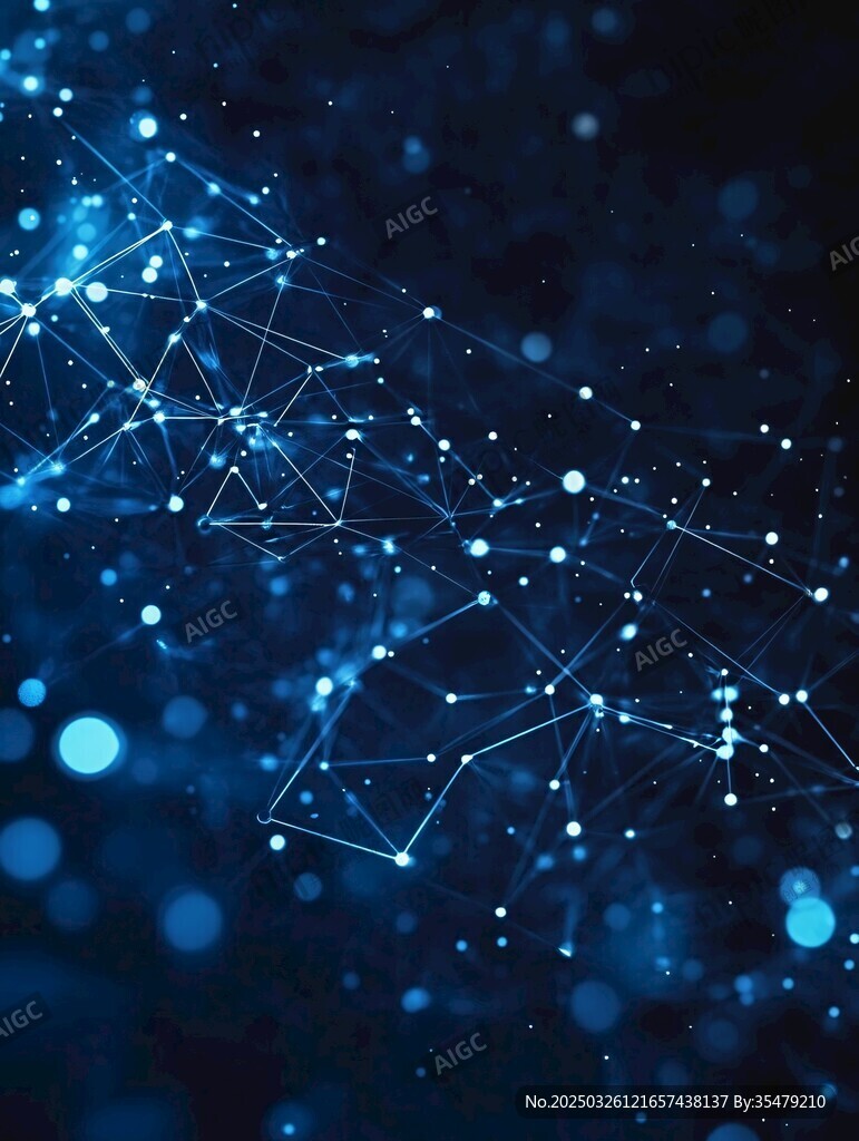 科技感蓝色网络连接背景图