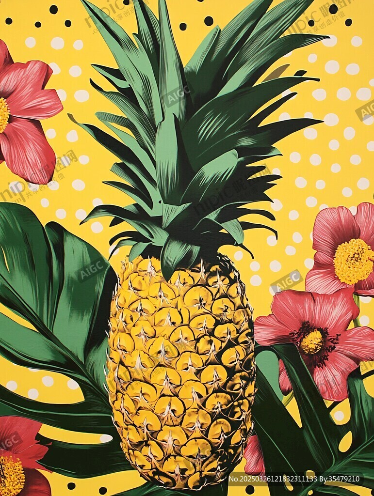 菠萝花卉图案装饰画