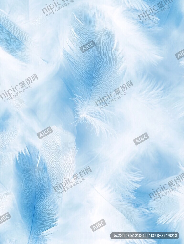 梦幻蓝白羽毛背景图