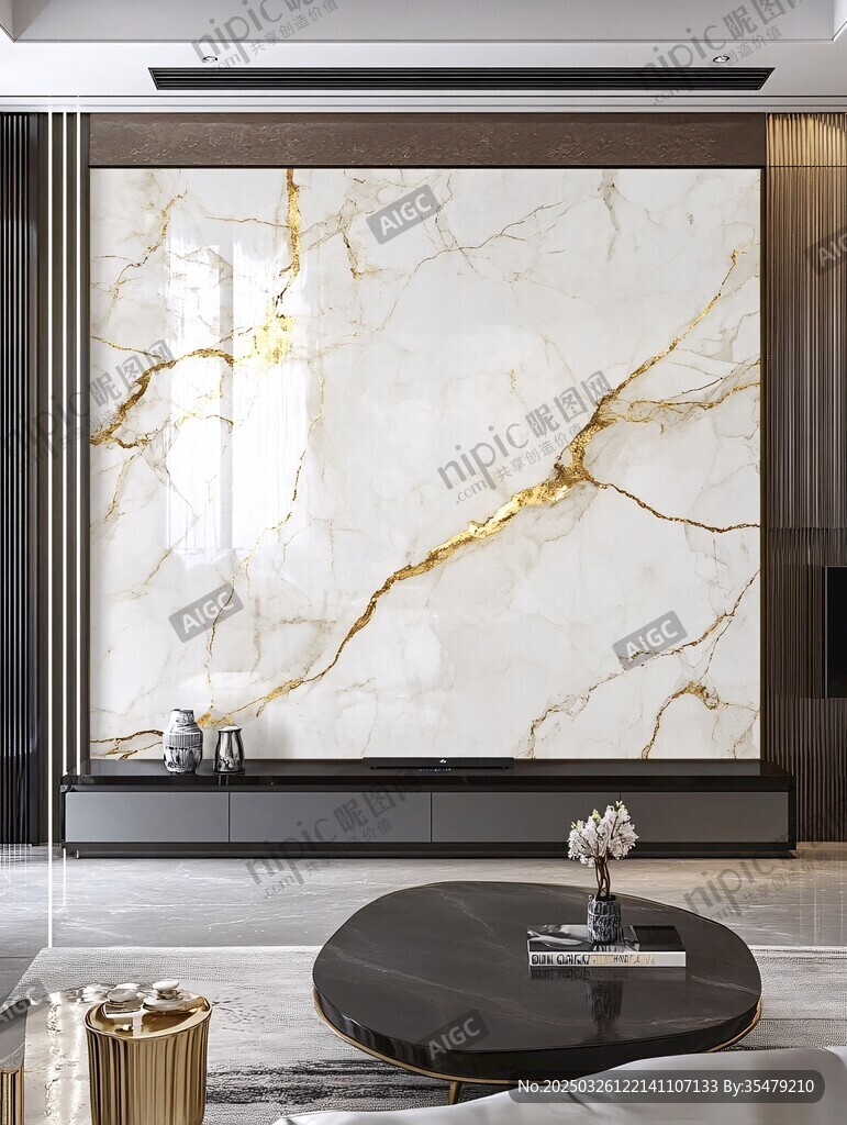 奢华大理石电视背景墙设计
