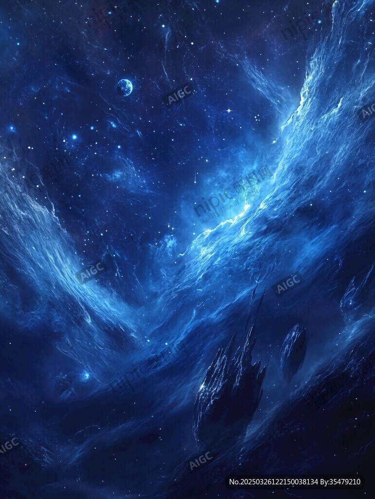 梦幻蓝色宇宙星空景象