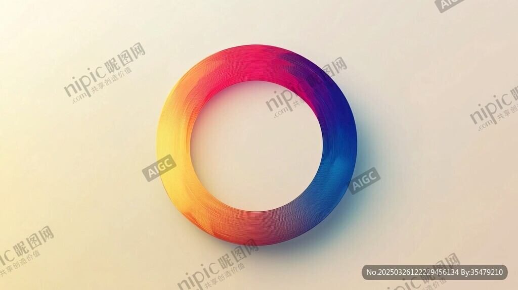 彩色渐变圆环立体图案