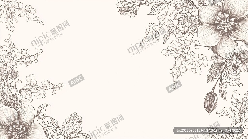 花卉手绘边框设计素材