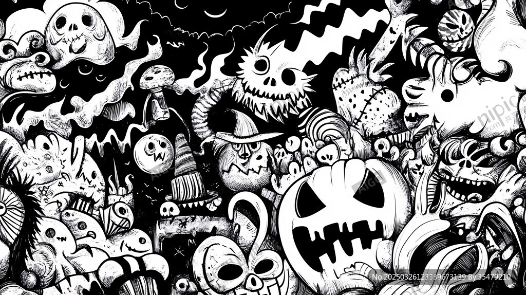 万圣节鬼怪狂欢插画
