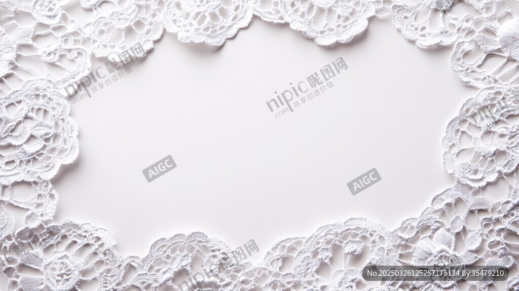 白色蕾丝花边边框装饰图