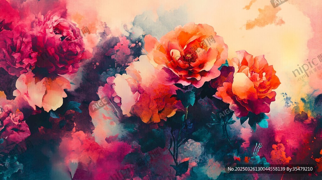 梦幻绚丽花卉艺术画作