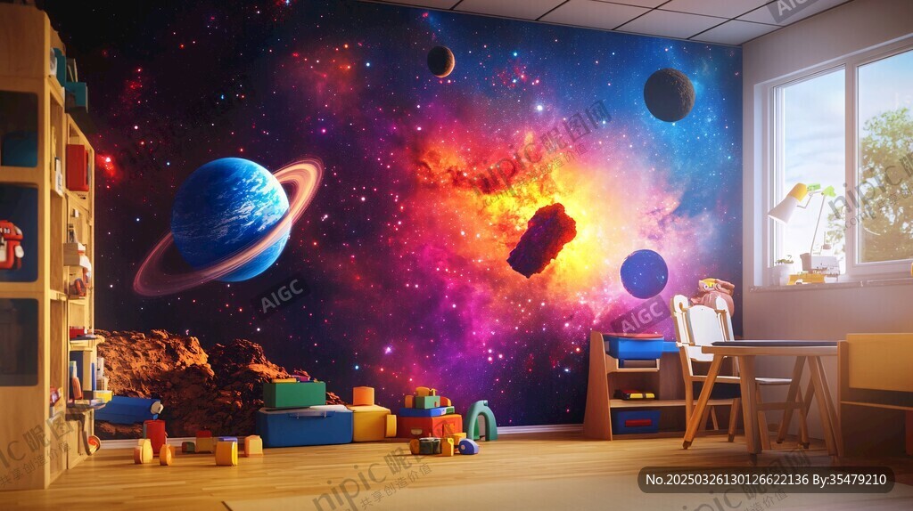 梦幻宇宙主题儿童房空间