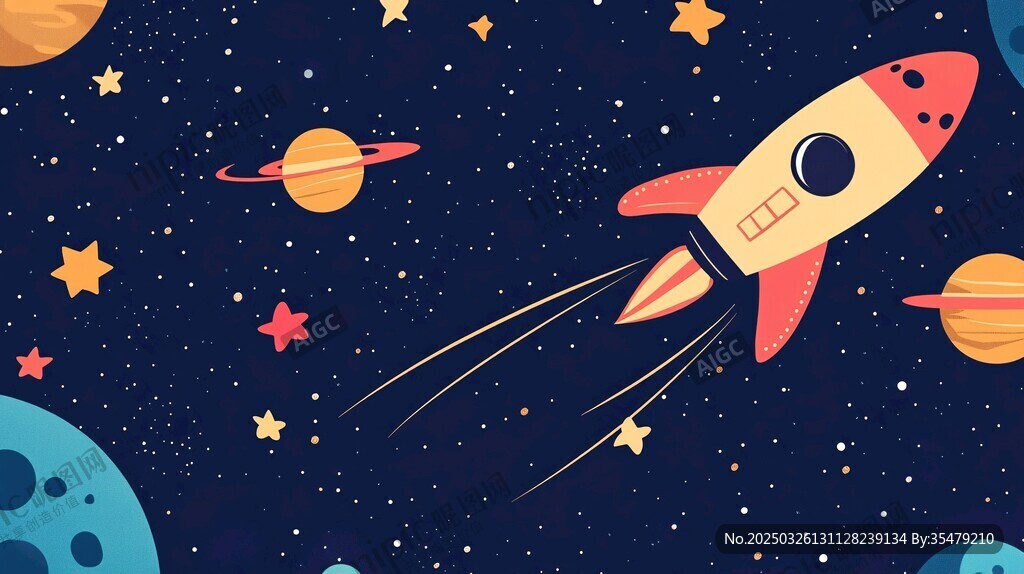 火箭遨游梦幻星空世界