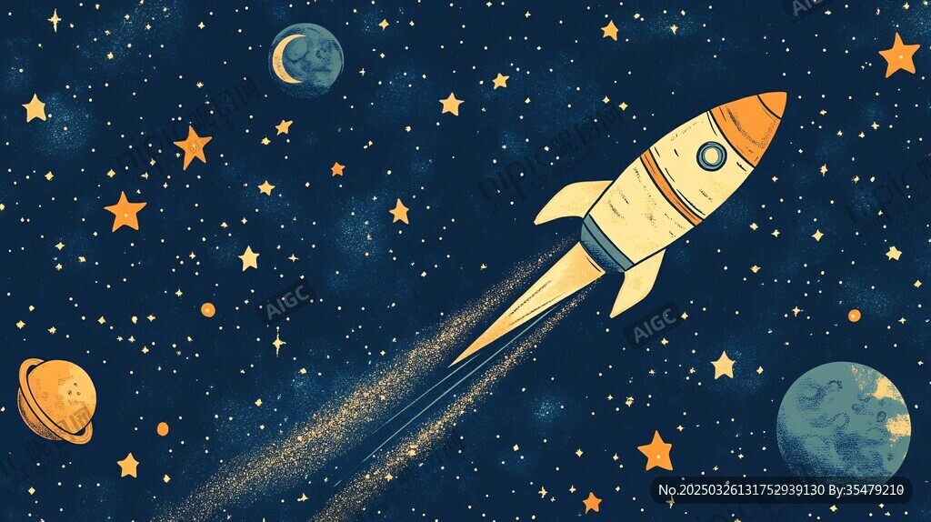 火箭遨游璀璨星空
