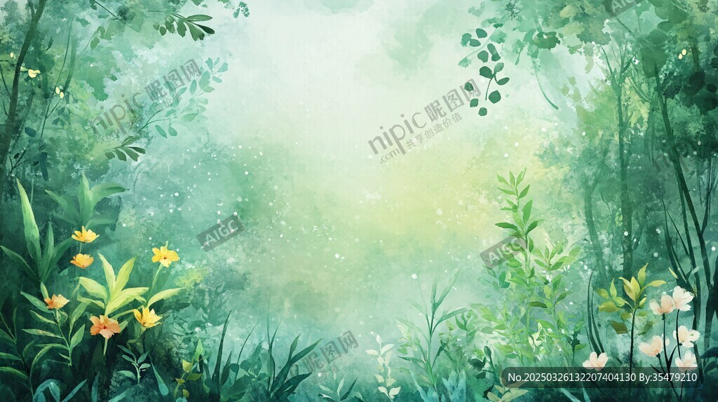 梦幻绿意森林自然风景图