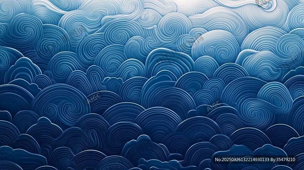 蓝色海浪纹理插画背景