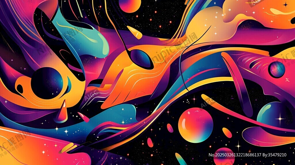 梦幻流体宇宙艺术插画