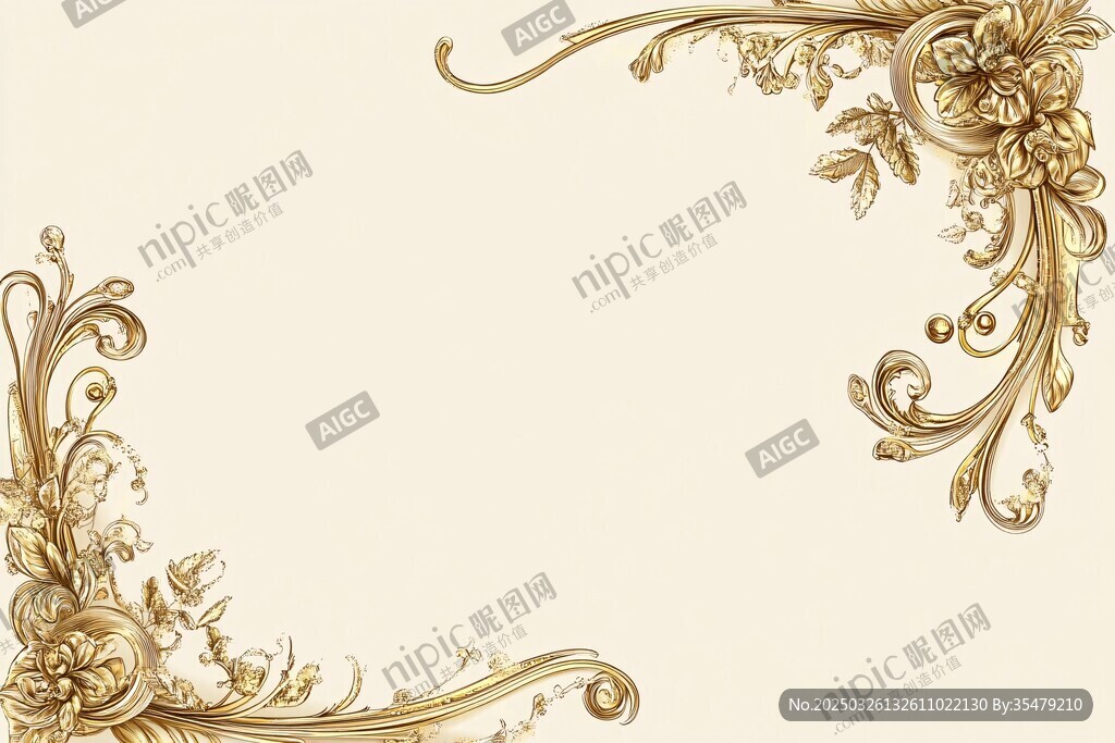金色华丽复古花纹边角装饰